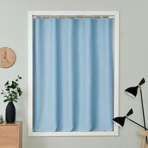 Simple small curtains without drilling installation bay window short curtain blackout bedroom girl style dormitory sunshade cloth telescopic rod 17