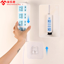 Plug strip holder wall-mounted socket plug board wall sticker note box paste router self-adhesive traceless no punching