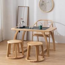 Black walnut new Chinese tea table and chair small user-sized balcony QJZ solid wood Zen tea table tea table tea table
