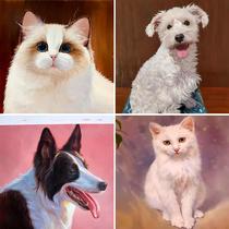 Pet hand-painted oil painting customized dog zodiac dog painting hand-made drawings customized EOX hanging paintings cat portraits photo animations