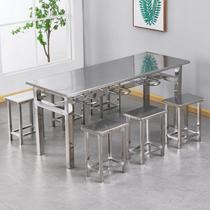 Factory canteen GMD hall dining table fast food chair rust combination table school employee canteen hanging stool dining table stainless steel 46 people