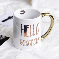 Dongqi DONGXI girl's heart-breaking pink star gold large-capacity coffee cup mug gift tjSO