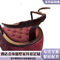 New Chinese style ebony wood sofa combination modern light luxury style large and small villa hotel exhibition hall leather sofa