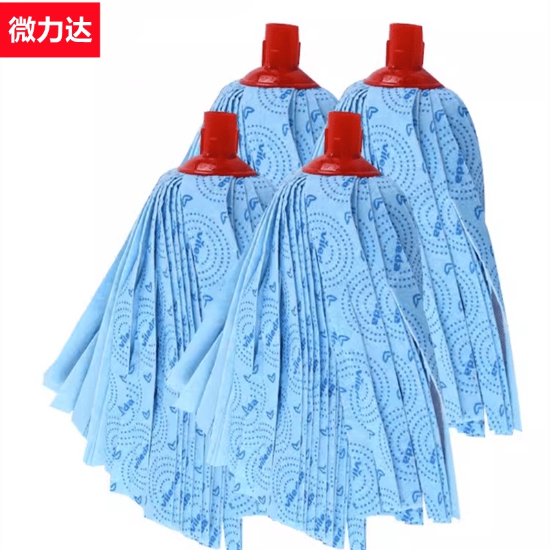 Weilida Original Mop Head Non-Woven Fabric Blue Mop Head with Twist Handle for Water Wringing, Replacement Household Chamois Mop