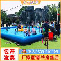 Thickened inflatable swimming pool large water park equipment outdoor childrens adult square fish pond commercial paddling pool