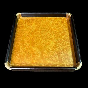 Antique antique golden nanmu clad copper corners square tea e plate mahogany solid wood tray saucer fruit plate ornaments