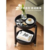 Mobile side table sofa small coffee table bedside storage rack mini bedside trolley wheeled balcony small round table