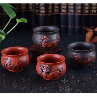 速发紫砂朱泥大号6 普洱茶杯 混色大口杯杯功0夫茶杯精品