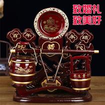 High-end wedding supplies descendant bucket ornaments three-piece suit customary dowry blessing bucket brides natal family wedding