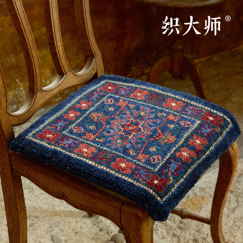 Weaving Master Tibetan Blue Dream Ethnic Non-Adhesive 100% Wool Sofa Cushion Vintage Breathable Chair Pad Tapestry