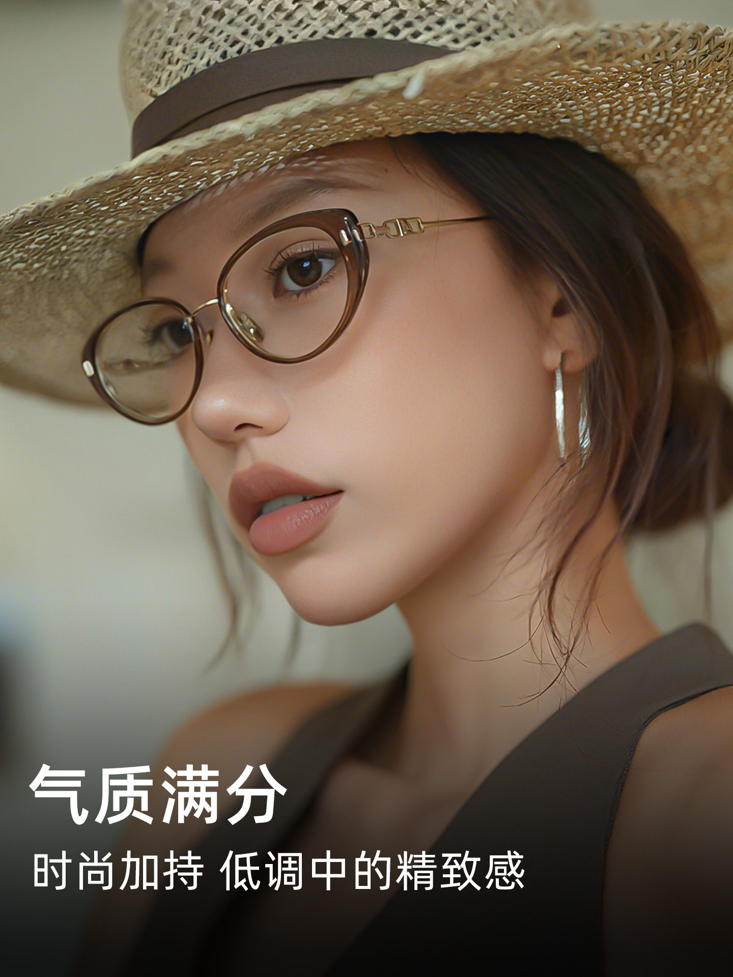 Korean Style Triangular Cat-Eye Glasses Frame, a Makeup-Free Beauty Tool, Can Be Fitted with Prescription Lenses, Suitable for Square and Round Faces, Makes the Face Look Slimmer, Versatile Frame
