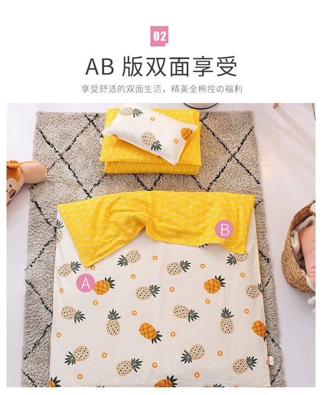 Chăn bông cotton ba mảnh cotton trẻ em chăn che lõi bé ngủ trưa chăn ga - Bộ đồ giường trẻ em 	chăn ga gối cho bé gái	