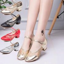 Dance shoes new soft-soled dance shoes womens Latin dance shoes summer mid-heel soft sole