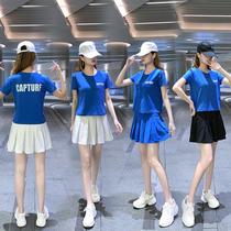 Clothing summer new short-sleeved shuffle hip-hop dance wear sports suit fitness wear skirt suit