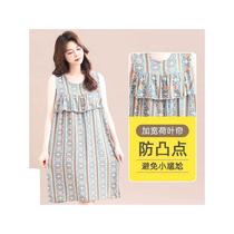 Anti-bump cotton silk nightgown for women 2024 summer new plus size loose thin sleeveless home clothes can be worn outside