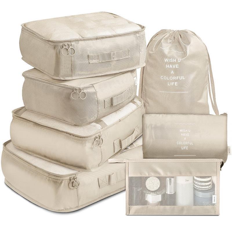 7Pcs Compressed Packing Cubes Travel Luggage Organizer Bags