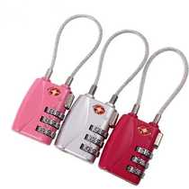Overseas travel supplies TSA719 Just Customs Lock Travel Luggage Anti-Theft 3-digit Steel Rope Code Lock