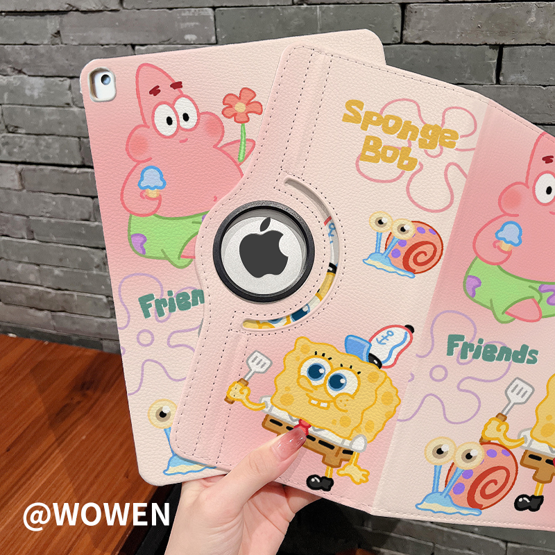 360 ° Rotating Leather Case Suitable for iPad Air 6 Protective Case 2024 Model Anti-Drop Pro 11 Creative Stand 10.9 Cartoon iPad 9 Tablet Cover Tenth Generation 10.2 Silicone Mini 6 Pen Slot Sticker