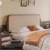 Solid wood bed retro bed wabi-sabi style 1 8m double bed modern simple middle-aged style master bedroom B&B bed furniture