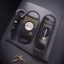 Black mini portable cigar scissors double edge stainless steel cigar scissors metal cigar pliers cutting punch