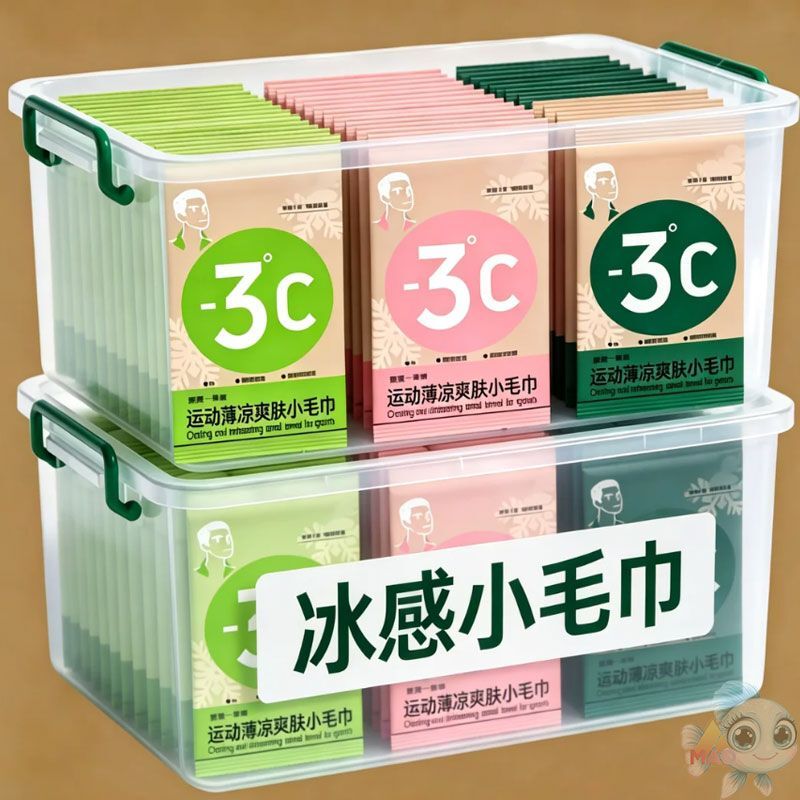 Ice-Feel Small Towel, Cooling Mint Towel, Sweat-Absorbing and Refreshing, Cooling Ice Towel, Sweat-Absorbing and Sweat-Wiping Tool for Military Training