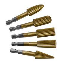 Hexagonal handle 5-piece set of high-speed steel woodworking rotary files 6 electric grinding heads 3mm handle special-shaped files