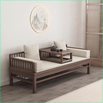 New Chinese style solid wood Arhat bed sliding and pull-out living room imperial concubine bed Zen small apartment elm bed and breakfast sofa bed