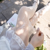 Retro embroidered rose flower thin lolita stockings pantyhose sexy anti-snatch silk Internet celebrity trendy bottoming socks