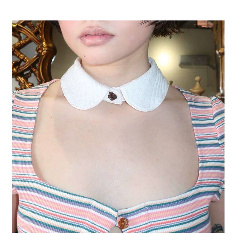 Cueva Handmade White Small Collar Button Choker Necklace Fake Collar