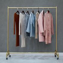 Clothing store clothing shelf water pipe display rack display floor-standing special sale hanging clothes rack gold mobile with wheels