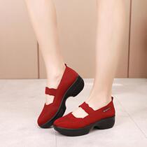 New shoes for women spring and summer breathable mesh red dance shoes soft sole elastic band dance shoes