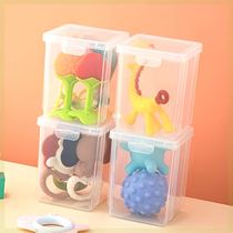 Baby toy storage box chewable transparent classification childrens teether baby hand holding molar stick organizing box small