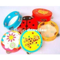 Montessori Baby Kids Toys Wood Cartoon Animal Ring Bell Drum