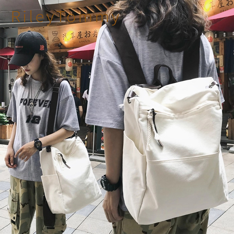British Rileytommy Multi-Purpose Backpack Female College Student School Bag Large Capacity Canvas Cross-Body Bag Travel Backpack British Rileytommy Multi-Purpose Backpack Female College Student School Bag Large Capacity Canvas Cross-Body Bag Travel Backpack