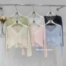 Cardigan small fragrant style sweater gentle wind slimming loose slim sweet long-sleeved sun protection clothing suspenders for autumn.