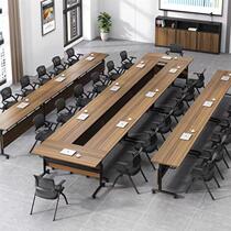 Folding training table conference table and chair combination removable splicing multi-functional office tutoring class strip double direct sales