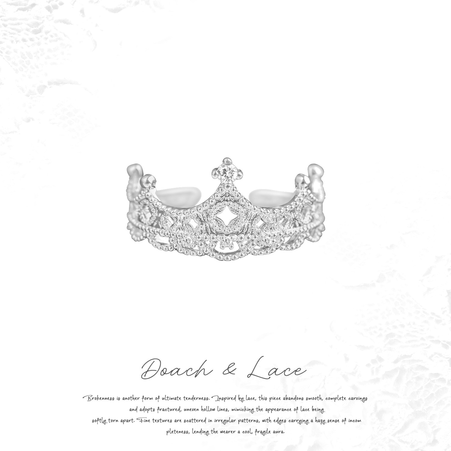 DOACH lace crown sterling silver ring does not fade