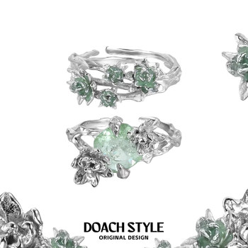 Doach jasmine s925 silver green zirconia flower ring