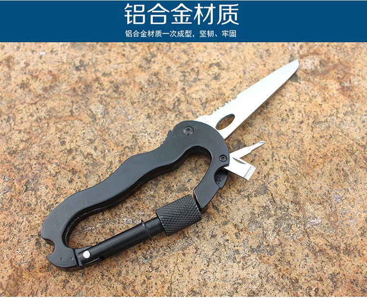 Sinh tồn ngoài trời đa chức năng treo khóa với khóa tuốc nơ vít mở nắp gấp công cụ nhỏ leo núi an toàn khóa - Công cụ Knift / công cụ đa mục đích kìm đa năng