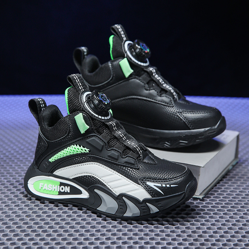 Official Website Genuine Brand Girls' Medium and Large Kidsren's Basketball Shoes Lightweight Boys' Sports Shoes Spring Leather Kidsren's Sports