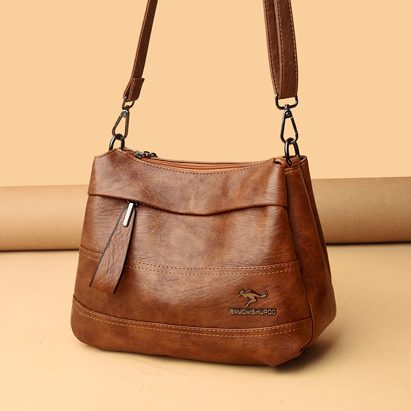 Rice Straw Man Official Flagship Store Genuine Leather Women's Bag Crossbody Bag 2025 Fashion Spring/Summer Soft Leather Versatile for Middle-Aged and Elderly Mothers