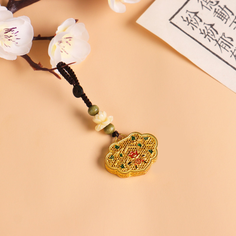 Putuo Mountain Brass Five Blessings Fullness Qipao Brooch Pendant Retro Rope Chain Enamel Color Car Keychain Zodiac Year Putuo Mountain Brass Five Blessings Fullness Qipao Brooch Pendant Retro Rope Chain Enamel Color Car Keychain Zodiac Year