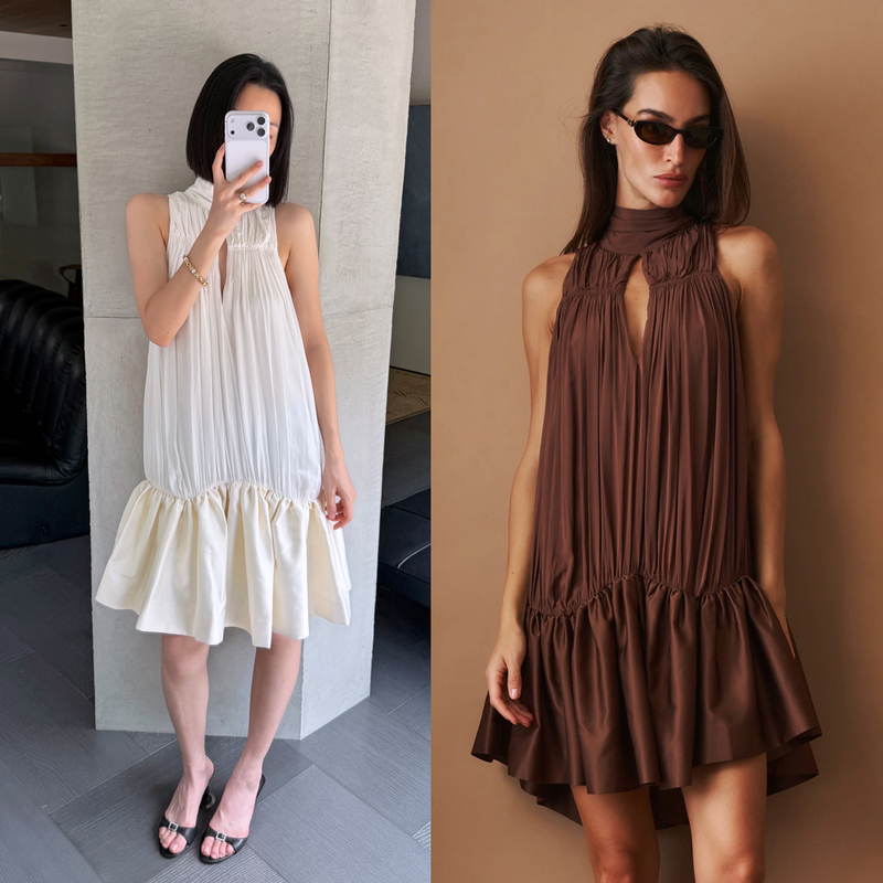 Unparalleled Beauty~ Nordic Style Show-Stopping Draped Ruffle Hem Extra-Long Tie Dress 4