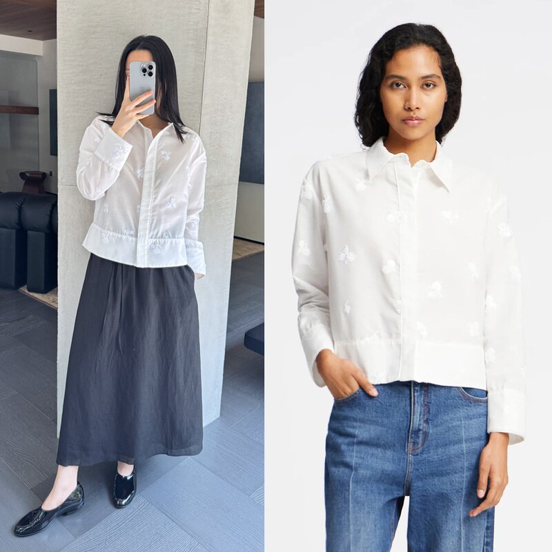 [No Returns or Exchanges] Crystal-Clear~Nordic Brand Munthe Bright White Sequin Inlaid Decorative Box-Style Shirt 65