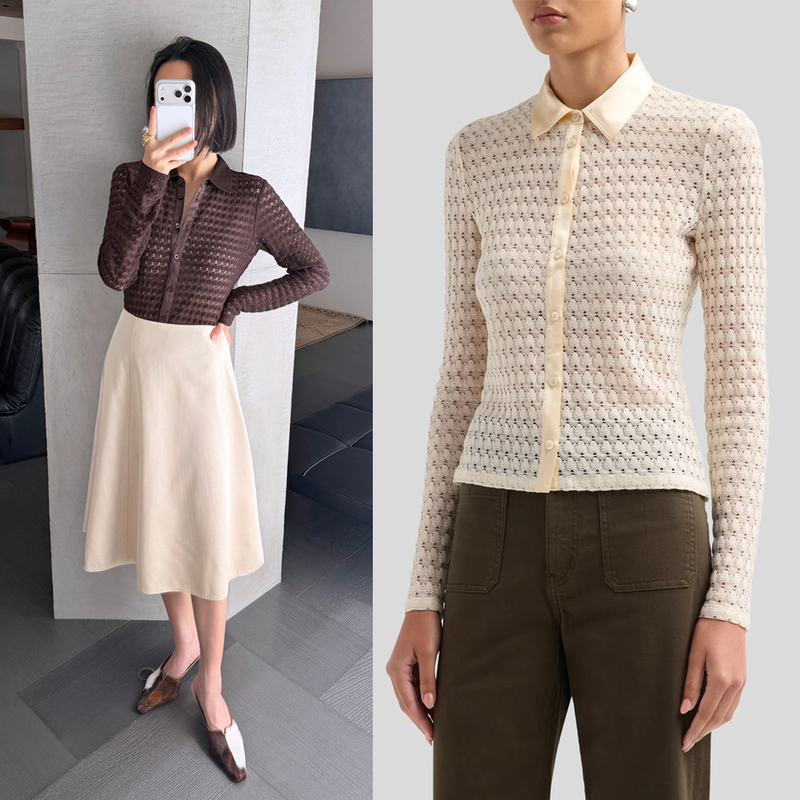 The Warm and Sophisticated "Sisterly Vibe" Is Amazing! Fr@Me Poster-Style Bubble Texture Silk Collar Knit Sweater The Warm and Sophisticated "Sisterly Vibe" Is Amazing! Fr@Me Poster-Style Bubble Texture Silk Collar Knit Sweater