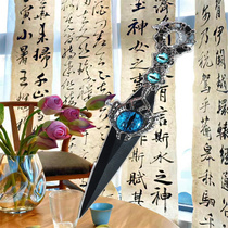 Hand-made knife pink painted butterfly red fox flame snake wing shadow art knife jewelry ornament kunai knife finished product half-edged