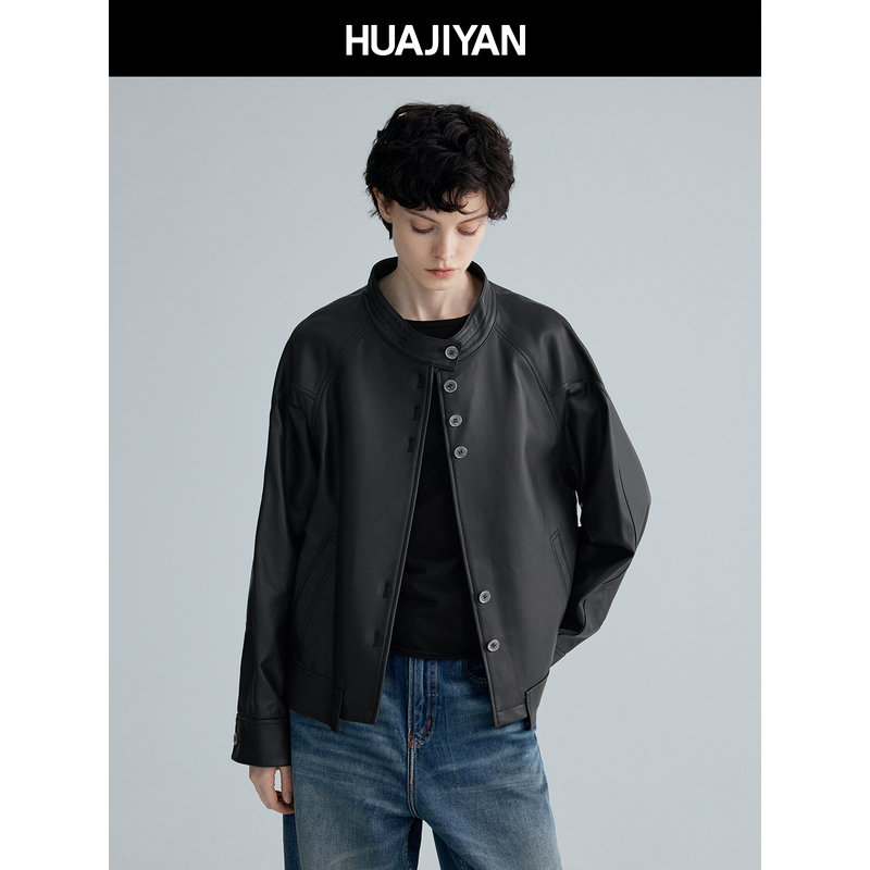 Hua Jiyuan【Little Pineapple】Sheepskin Handmade Short Leather Jacket for Women, Autumn 2026 Hua Jiyuan【Little Pineapple】Sheepskin Handmade Short Leather Jacket for Women, Autumn 2026
