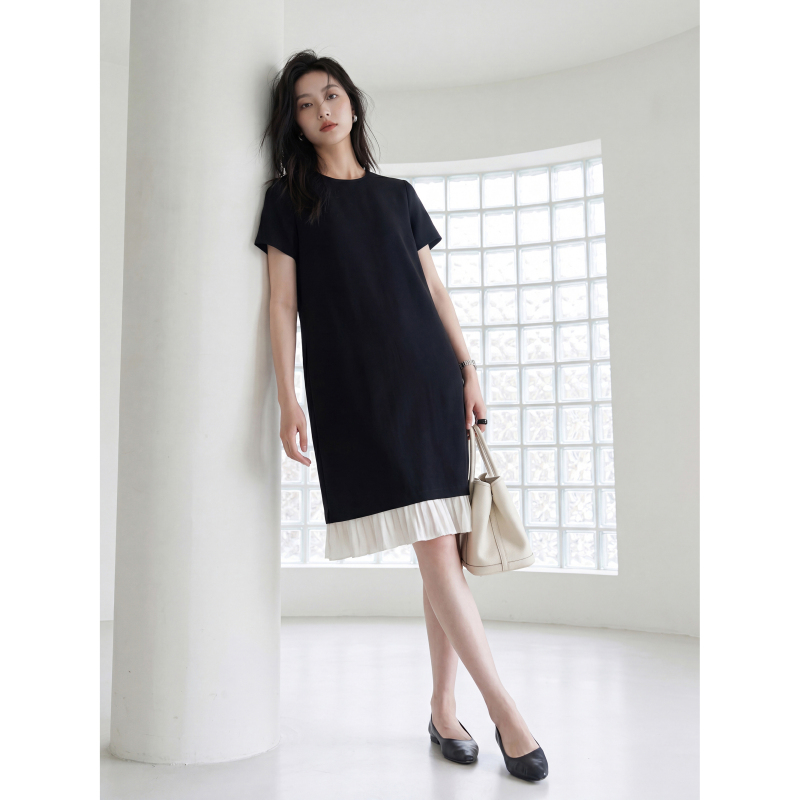 Maudi Black Dress and Evening Breeze Summer Dress New Dignified and Elegant Dynamic Color-Blocking Dress for Women 8420