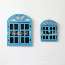European wooden wall hanging decorative pendant fake window blackboard message board wall decoration cafe bar pendant decoration