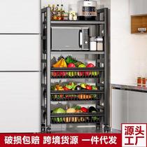New kitchen rack mobile vegetable basket home ZUI floor-standing multi-layer fruit and vegetable roasting storage multi-function box microwave